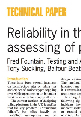 Reliability in the Testing & Assessing of Piling Work Platforms